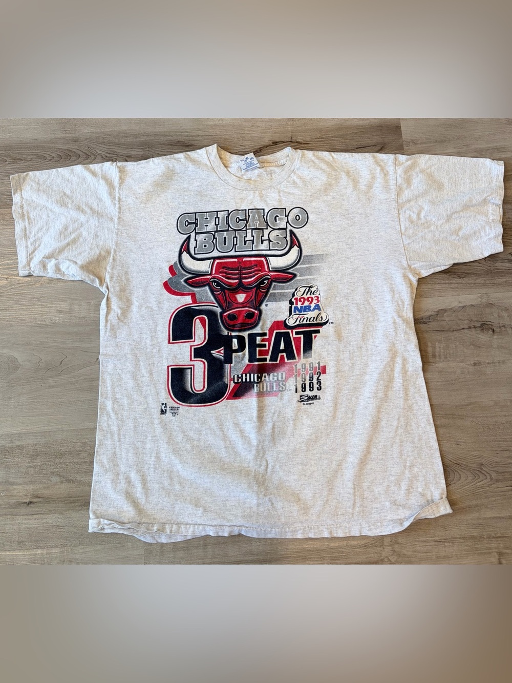 Vintage 1993 Chicago Bulls 3-Peat NBA Finals Salem T-Shirt XL Made USA